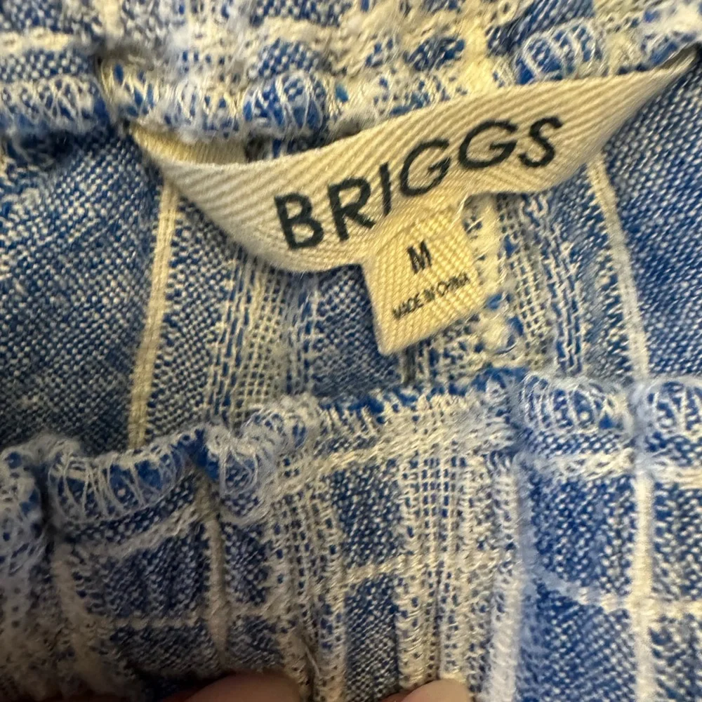 Briggs Linen Blend Light Blue‎ Striped Wide Leg Pants Beach Resortwear